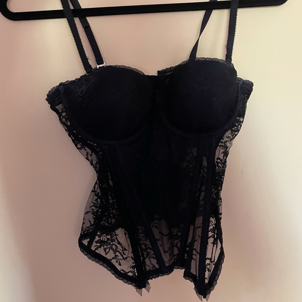 All black lace corset lingerie